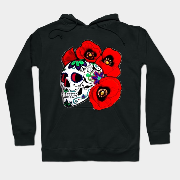 Sugar skull with poppies Hoodie by Brandy Devoid special edition collecion